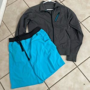 Men’s Lululemon gray & teal jacket & shorts set, size L
